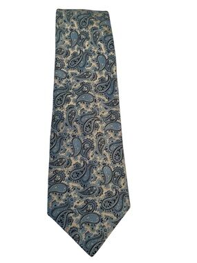 Vintage Givenchy Gentleman Paris Paisley Print Blue Men’s Polyester 54" Necktie